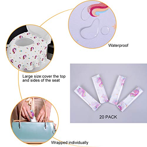 PaperKiddo 20 Pack Disposable Toilet Seat Covers Unicorn Design Waterproof Potty Training Seat Cover Set Extra Large Perfect for Kids and Adults Individually Wrapped for Travel and Home - Image 4