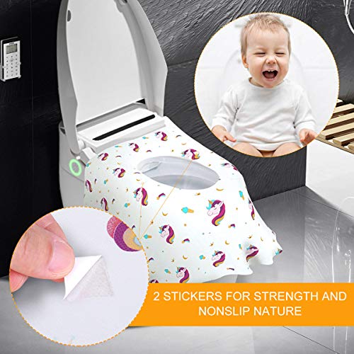 PaperKiddo 20 Pack Disposable Toilet Seat Covers Unicorn Design Waterproof Potty Training Seat Cover Set Extra Large Perfect for Kids and Adults Individually Wrapped for Travel and Home - Image 5