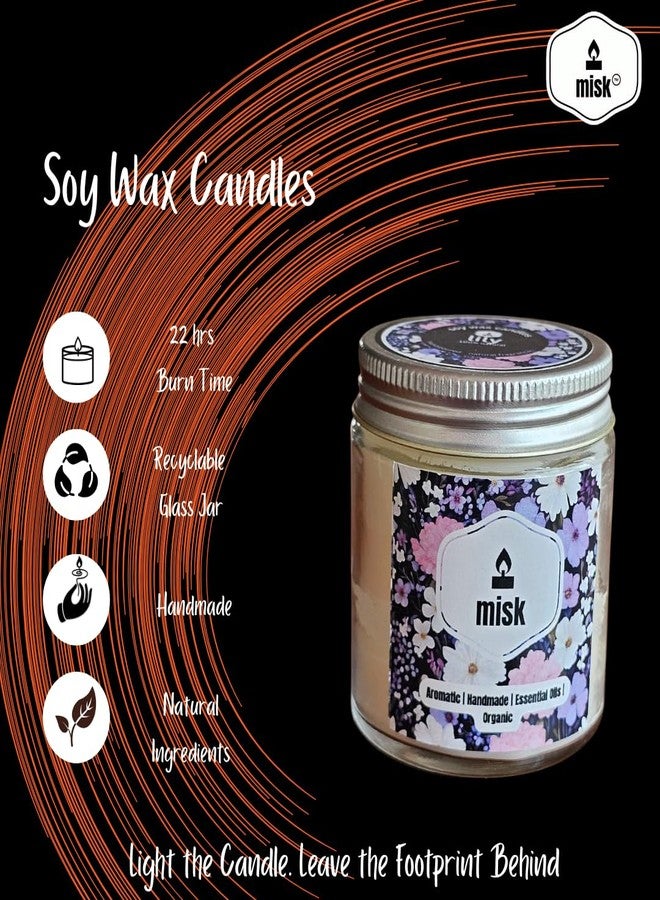 Misk Aromatic Handmade Organic Soy Wax Rose Scented Candle, 190g | Natural Aromatherapy Jar Candle | Long Lasting, Smokeless & Eco-Friendly - Image 5