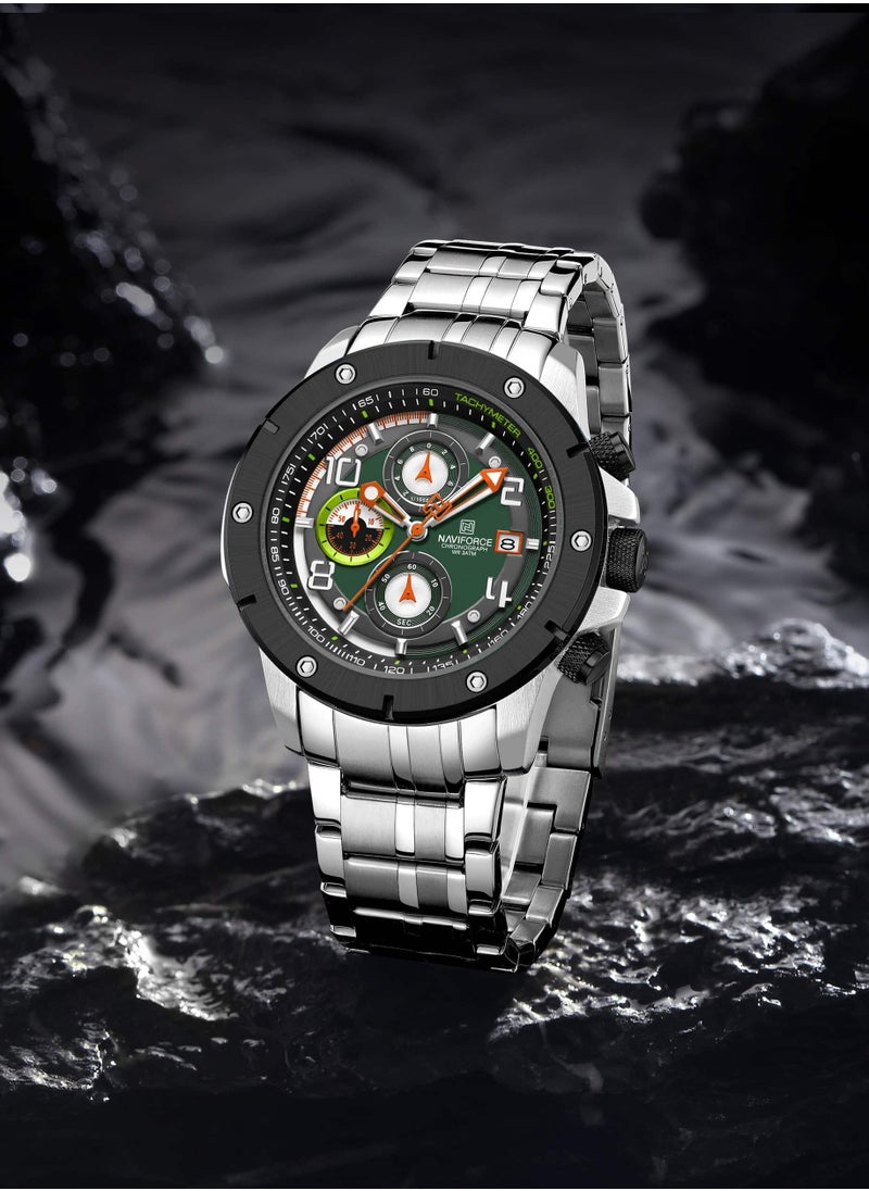 NAVIFORCE - Stylish Chronograph Watch for Men with Stainless Steel Bracelet Sporty Dial Luminous Hands and Water Resistant Design for Everyday Casual and Formal Wear - Image 1