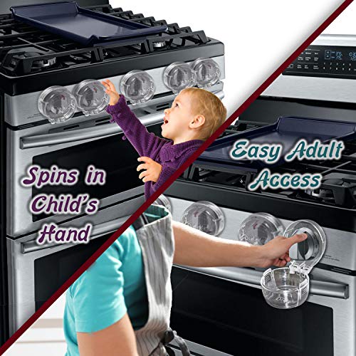 Driddle 6 Pack Clear Stove Knob Safety Covers - Protect Little Kids with A Child Proof Lock for Oven/Stove Top/Gas Range - Baby/Toddler Kitchen Safety Guard - Check Dimensions. - Image 4