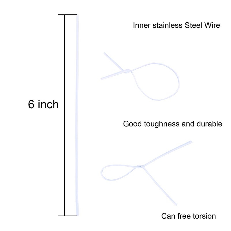 Sunmns 250 Piece Twist Cable Cord Wire Ties Reusable Fastening (6 Inch White) - Image 3