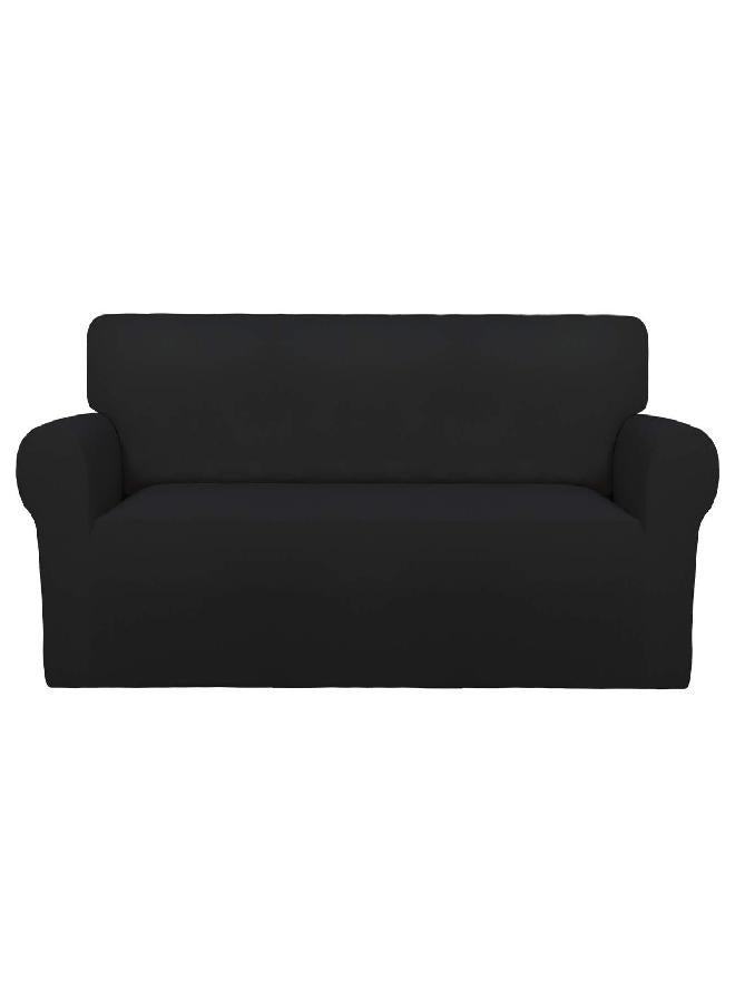 PureFit Super Stretch Oversized Sofa Slipcover - Spandex Non Slip Soft Couch Sofa Cover, Washable Furniture Protector with Non Skid Foam and Elastic Bottom for Kids, Pets （Oversized Sofa, Black）