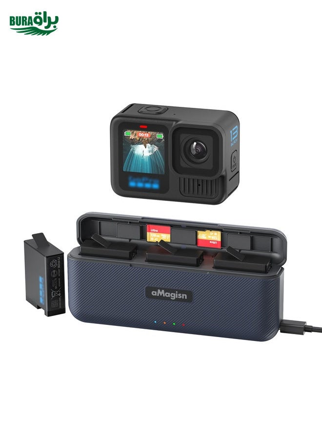 BURAQ For GoPro HERO13 Black aMagisn Battery Charging Box Triple Slot Charging Case  - Image 1