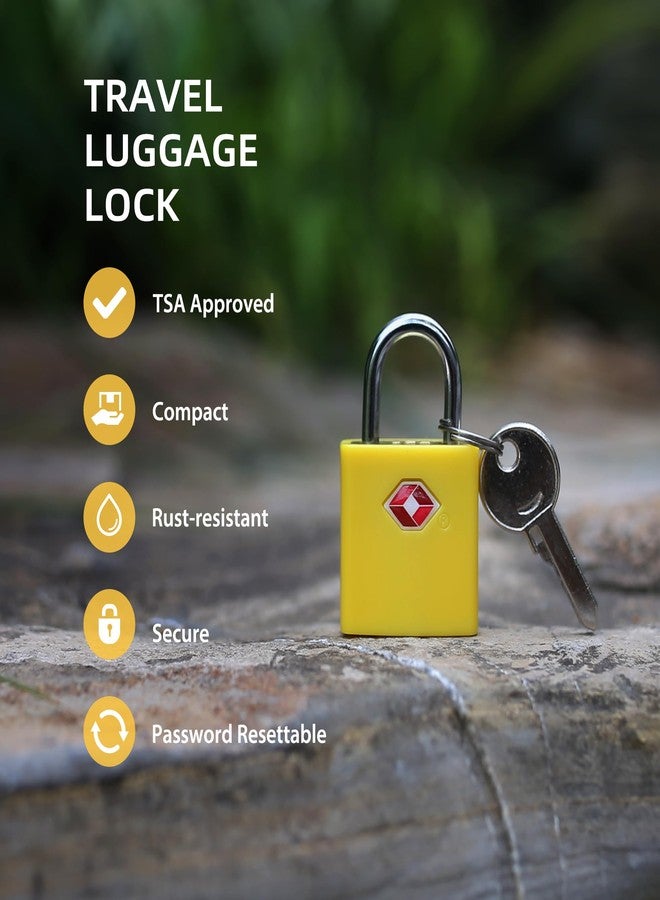 UP Security Luggage Locks TSA Approved Travel Essentials, Small Padlock with Key, TSA Locks for Luggage, Keyed Padlocks for Suitcase Travel Safe, Yellow, Mini TSA Lock - Image 3