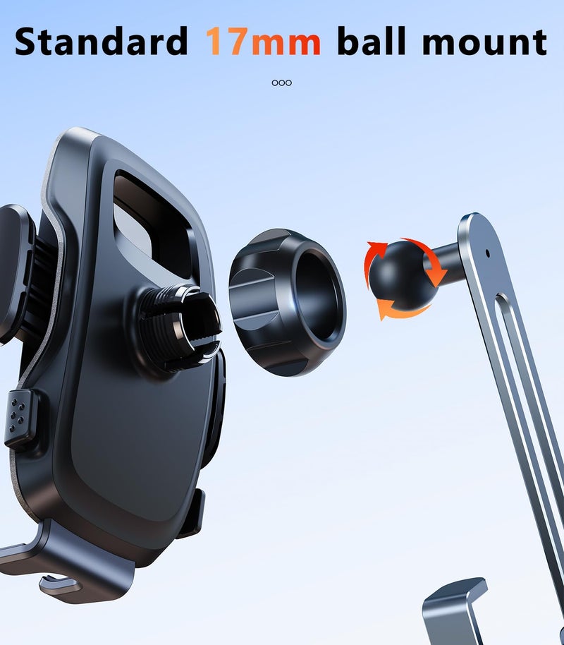 DICMKY Universal 17mm Ball Mount Phone Holder Clamp for Car Mount Replace [Dual Head Screen Phone Holder Clip Head Accessory] - Image 4