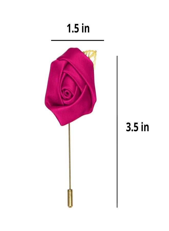 tiemart دبوس طية صدر السترة الفاخر من TieMart على شكل زهرة (فوشيا) - Image 4