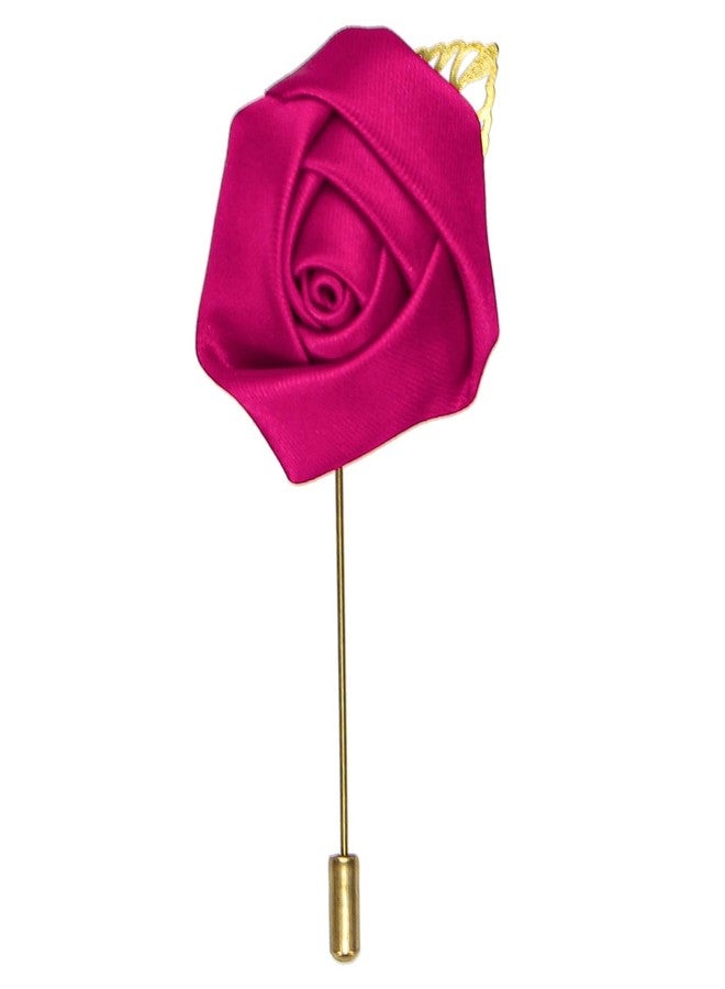 tiemart دبوس طية صدر السترة الفاخر من TieMart على شكل زهرة (فوشيا) - Image 1
