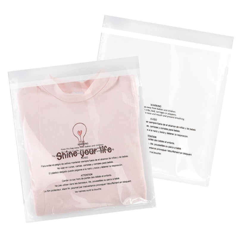 iMailer iMailer  500 Pcs  10 x 13 Clear Poly Bags for Clothing  Self Seal Suffocation Warning Plastic Poly Bags 16 Mil for Shipping Packaging TShirt  Permanent Adhesive 
