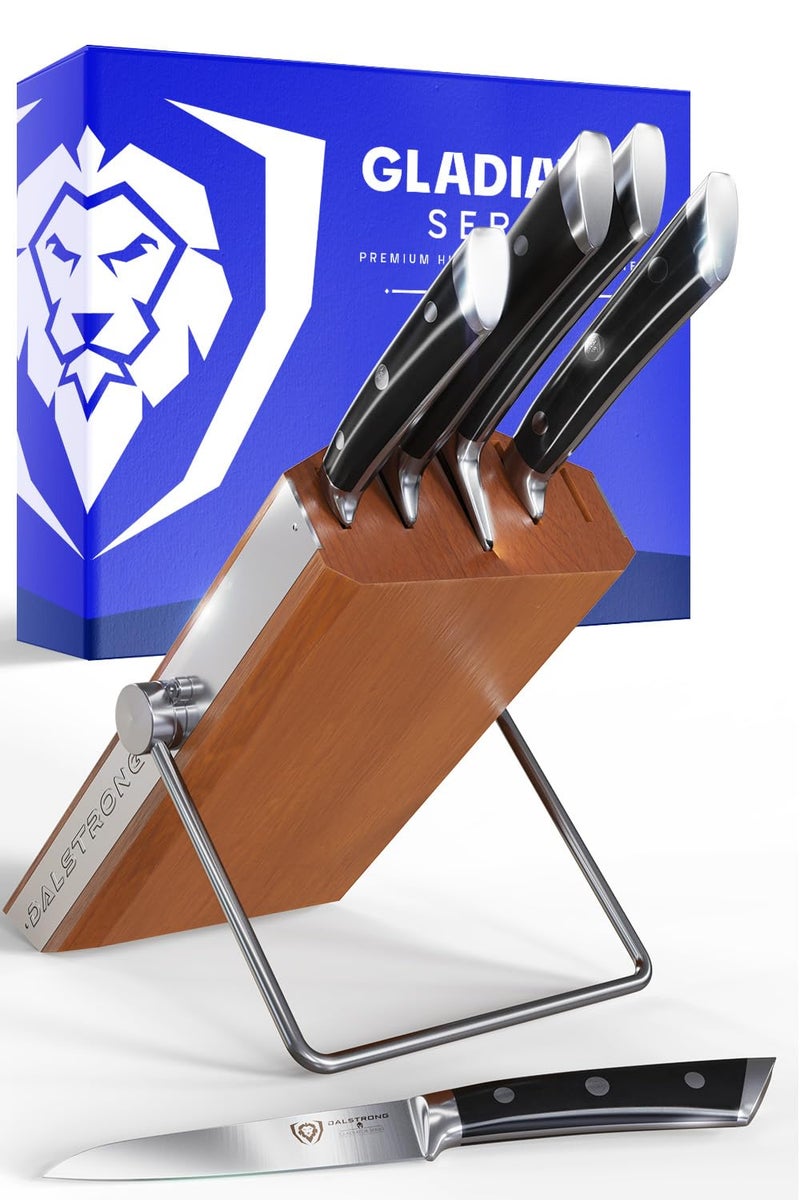 Dalstrong Knife Block Set - 5 Piece - Gladiator Series - with Modular, Multi-Level Block - German High Carbon Steel - Premium ABS Black Handles - NSF Certified - Image 1