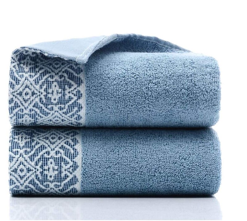 2 Pack Cotton Hand Towels100 Cotton Face Towels Durable Highly Absorbent Soft Washcloth Towel for Premium Luxury Spa Hotel Bathroom Camping Gym 14 x 30 Inch Maojlassical Blue