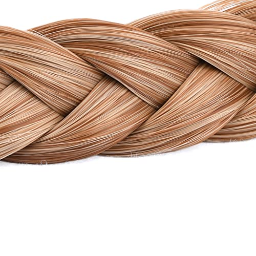 BOBIYA 2 Strands Synthetic Hair Braided Headband Classic Chunky Plaited Braids Strawberry Blonde - Image 3