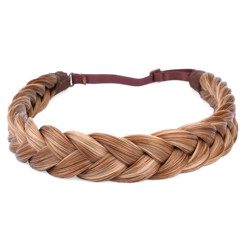 BOBIYA 2 Strands Synthetic Hair Braided Headband Classic Chunky Plaited Braids Strawberry Blonde - Image 2