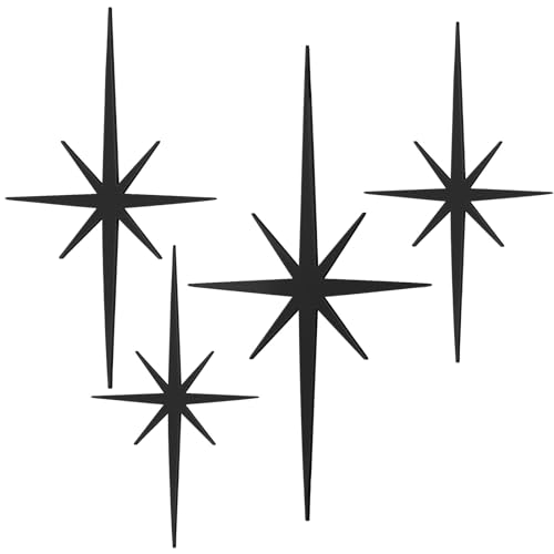 Blulu 4 Pcs Cast Iron Starburst Shaped Wall Decor Metal Mid Century Modern Decor Retro Atomic Stars Wall Art Elegance Accents Vintage Celestial Whimsigoth Hangings for Home Office RoomDark Gray - Image 1