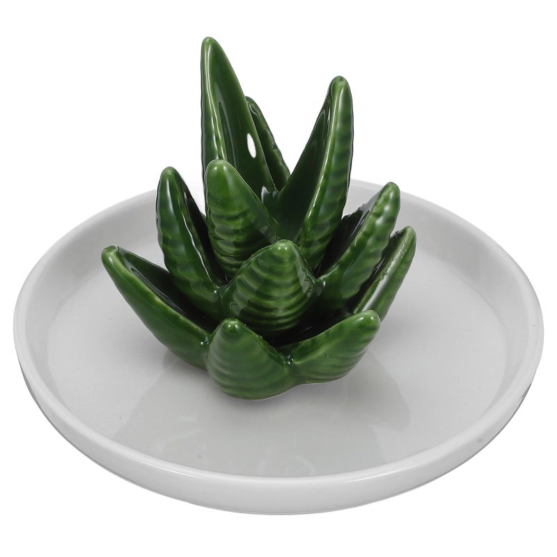 Ceramic Jewelry Holder Aloe Succulent Ring Tray Organizer Display Dish 13x13x10 5cm - Image 2