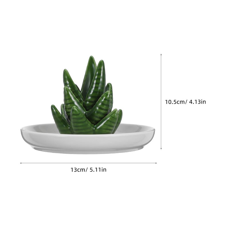 Ceramic Jewelry Holder Aloe Succulent Ring Tray Organizer Display Dish 13x13x10 5cm - Image 3