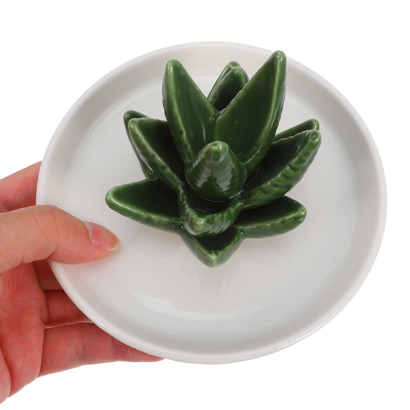 Ceramic Jewelry Holder Aloe Succulent Ring Tray Organizer Display Dish 13x13x10 5cm - Image 4