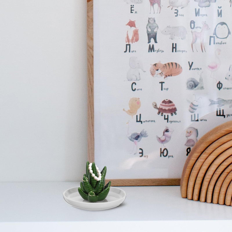 Ceramic Jewelry Holder Aloe Succulent Ring Tray Organizer Display Dish 13x13x10 5cm - Image 5