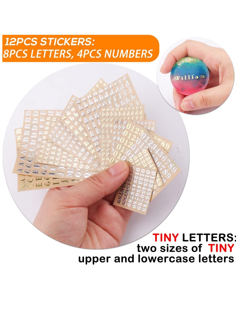 SYOSI - Letter Resin Stickers, Small Letter Stickers for Resin Scrapbook Supplies, Alloy Alphabet Number Stickers, Self Adhesive, Decorative for Scrapbook Letters DIY Craft Decoration Supplies (14 Sheets) - Image 1