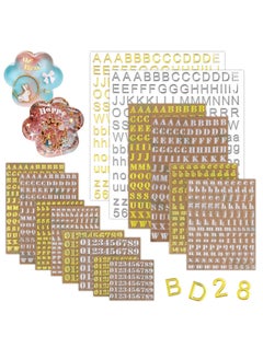SYOSI Letter Resin Stickers, Small Letter Stickers for Resin Scrapbook Supplies, Alloy Alphabet Number Stickers, Self Adhesive, Decorative for Scrapbook Letters DIY Craft Decoration Supplies (14 Sheets)  - Image 1