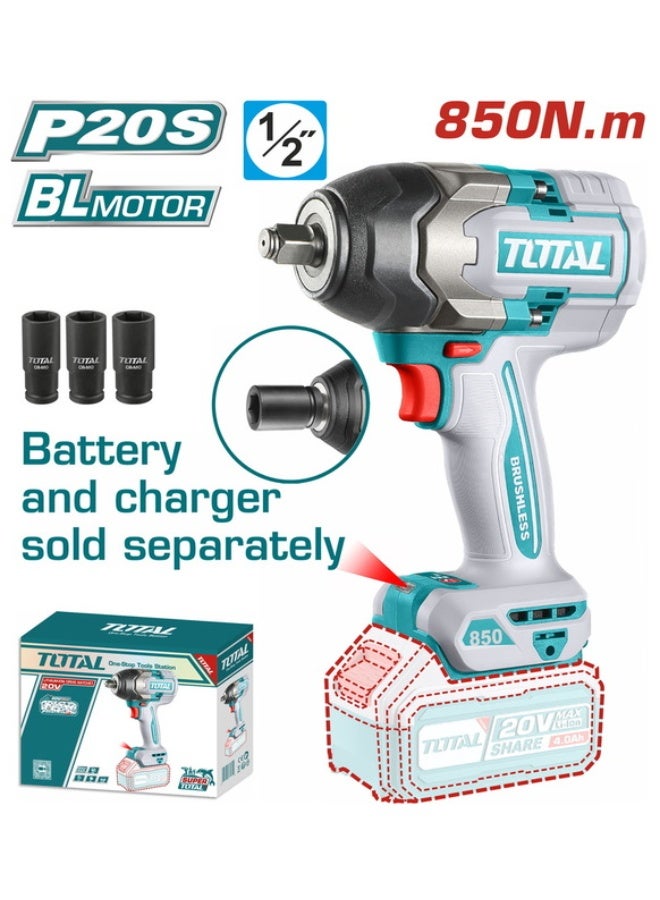 TOTAL impacy wrench 850 N - 20 V without battery & charger