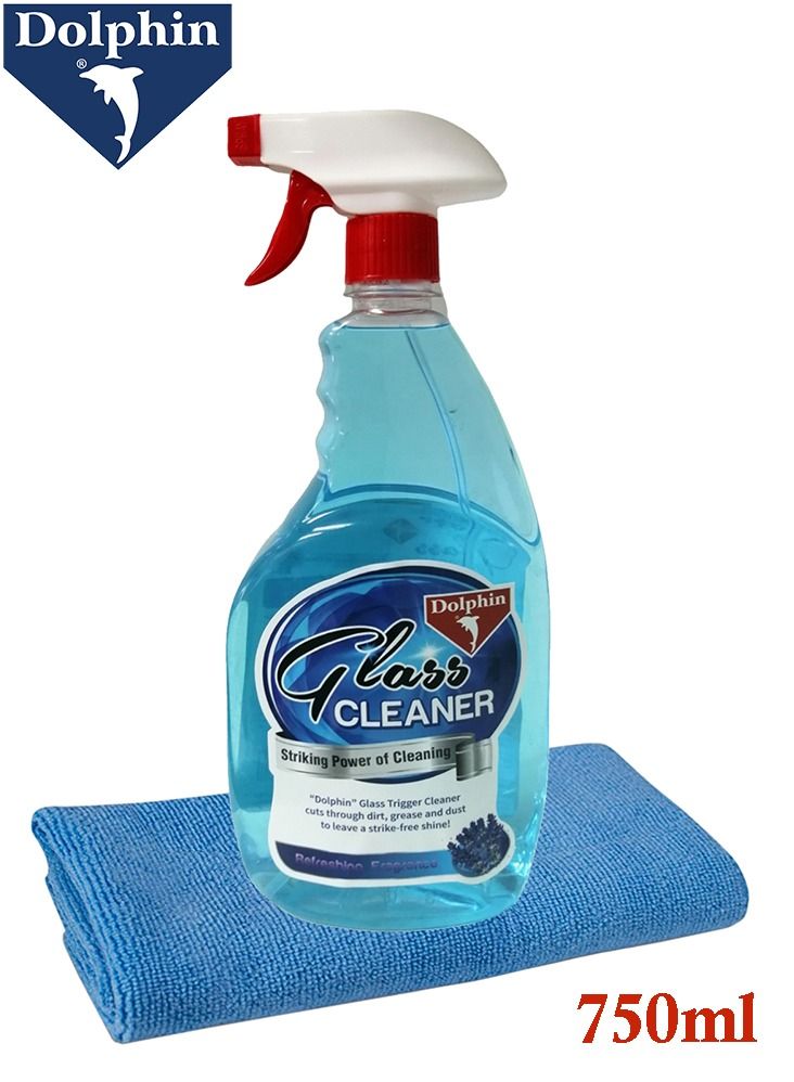 Dolphin Glass Cleaner Lavender Fragrance 750ml With Towel 40X40cm - Image 1