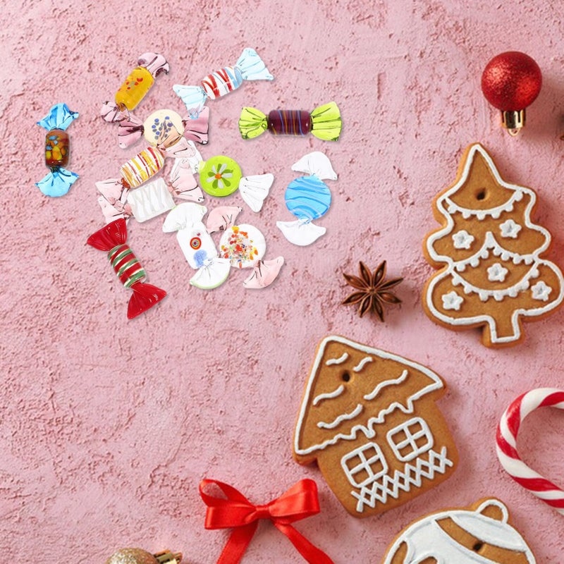 نوبيستي Nuobesty 12pcs خمر Murano على طراز الزجاج الحلوى الزجاجية حلوى الزجاج مختلف الحلوى الزجاجية حلوى الزخرفة لزخارف عيد الميلاد حفل زفاف المنزل (نمط عشوائي) - Image 4