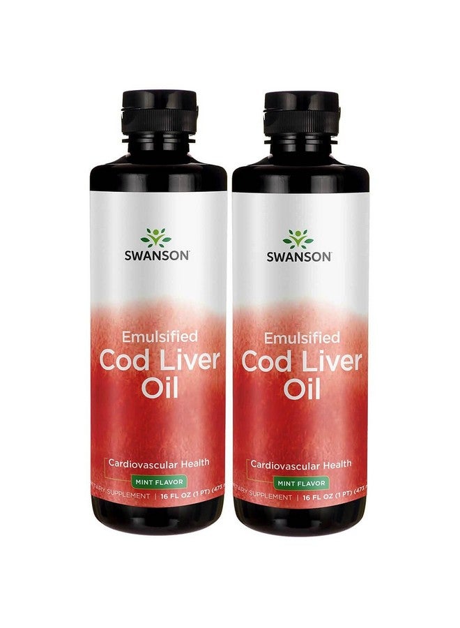 Swanson Emulsified Cod Liver Oil - Mint Flavor 16 fl oz Liq (2 Pack) - Image 1