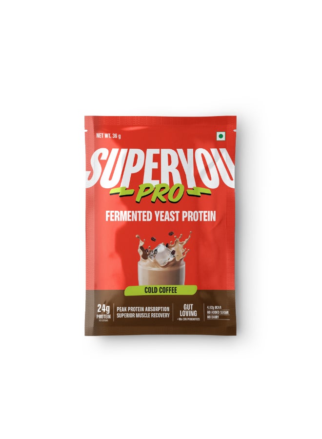 SuperYou PROs- Cold Coffee Flavour Fermented Yeast Protein Powder Sachet 36g (1 Sachet) - Image 1