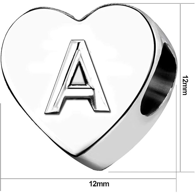 TGLS Heart Love A - Z Initial Letter Charm Birthday Mother's Day Gifts Alphabet Capital Name Beads Compatible with Pandora Charms Bracelets - Image 2