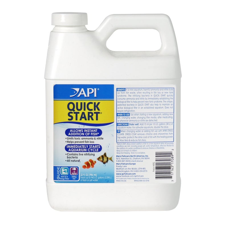 API QUICK START Freshwater and Saltwater Aquarium Nitrifying Bacteria 32-Ounce Bottle - Image 1