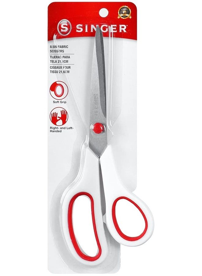 SINGER Fabric Scissors with Comfort Grip, 1-pack, Red & White - Image 1