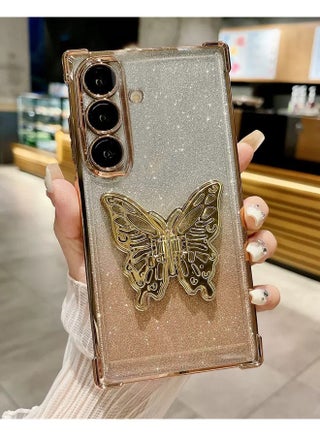 Suitable for Samsung Galaxy A56 5G Plating Butterfly Stand Mobile Phone Protective Case