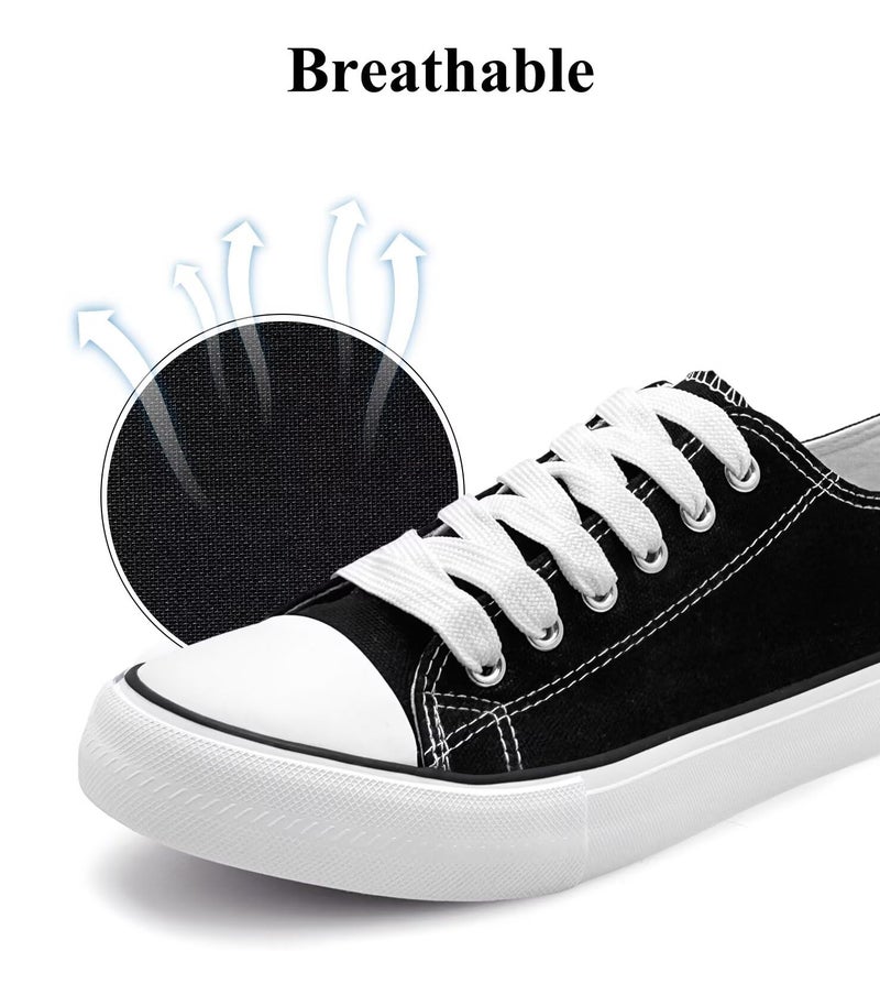 Haifago Canvas Shoes for Women Casual Low Top Sneakers, Womens Fashion Classic Lace Up Walking Shoes for Everyday Wear Black - Image 5