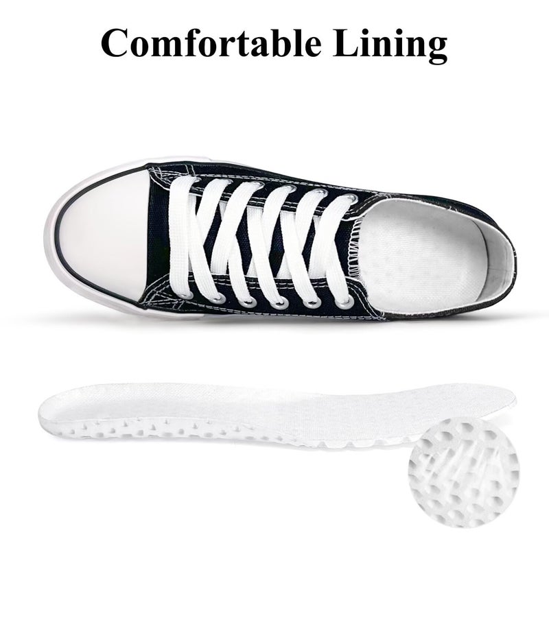 Haifago Canvas Shoes for Women Casual Low Top Sneakers, Womens Fashion Classic Lace Up Walking Shoes for Everyday Wear Black - Image 3