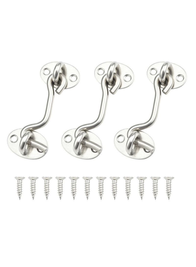 NIBEMINENT 3Pcs Stainless Steel Wind Hook Lock - 3 Inch - Image 1