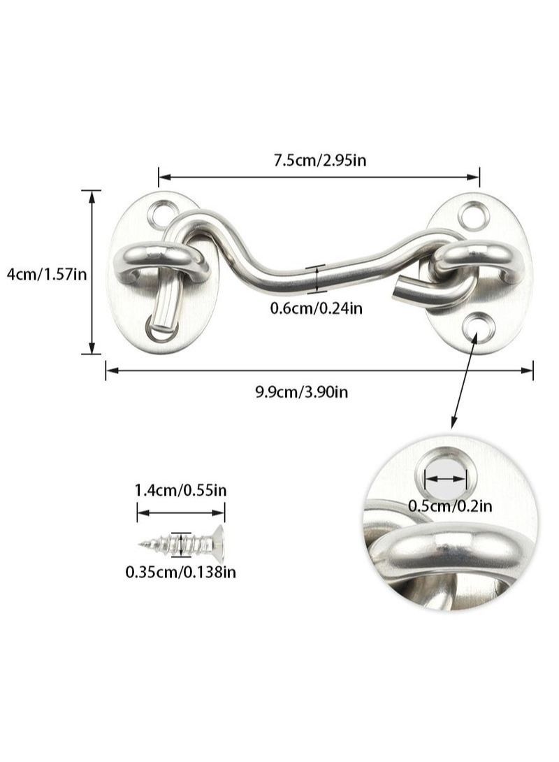 NIBEMINENT 3Pcs Stainless Steel Wind Hook Lock - 3 Inch - Image 2