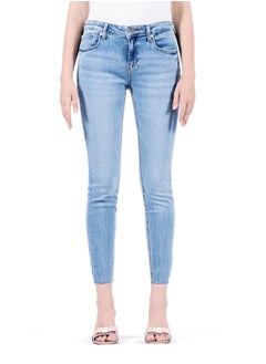 Web Denim Web Denim Women's Mid Rise Skinny Jeans - Cut Hem Stretchable Denim Pants  - Image 2