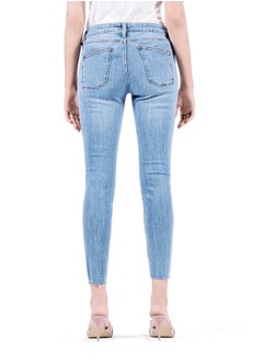 Web Denim Web Denim Women's Mid Rise Skinny Jeans - Cut Hem Stretchable Denim Pants  - Image 3