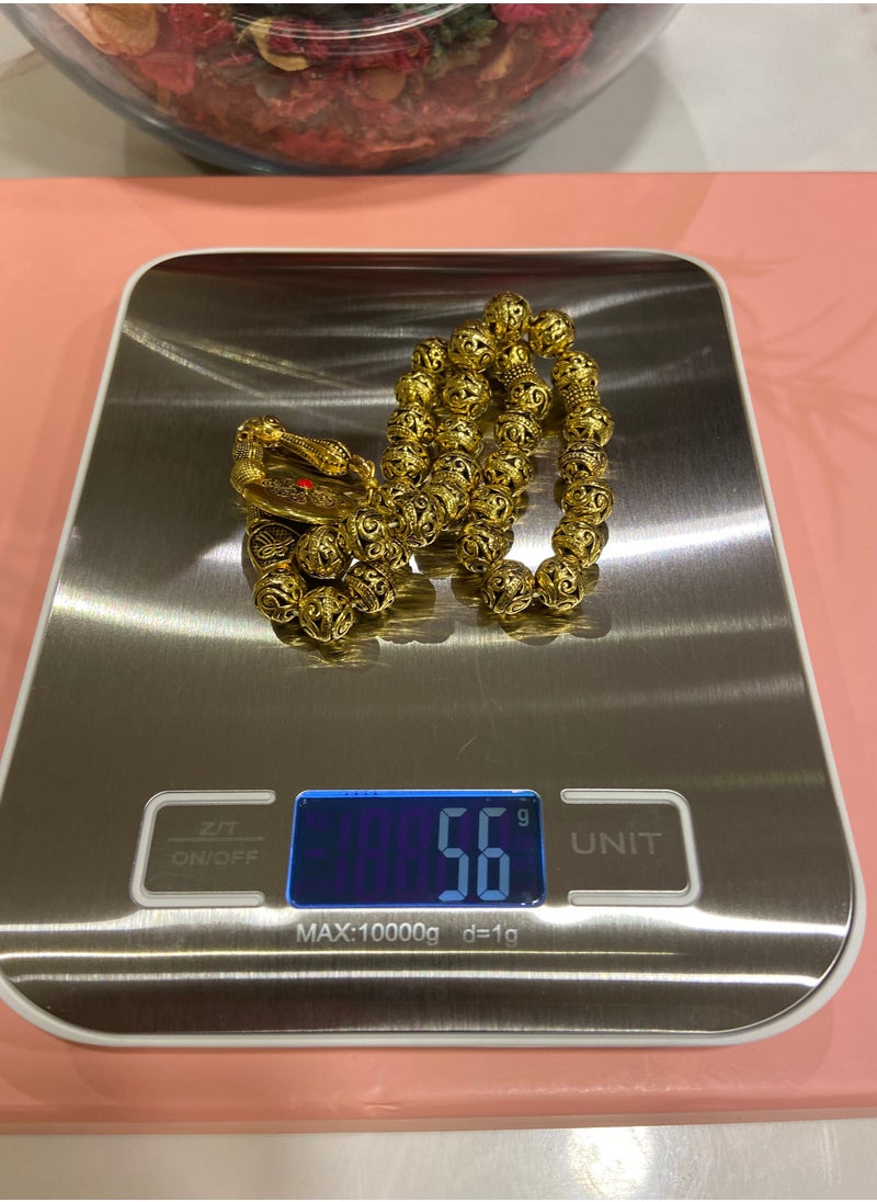 JewelryJo - Gold Metal Prayer Beads For Men 33 Beads Size 9.7mm - Image 1