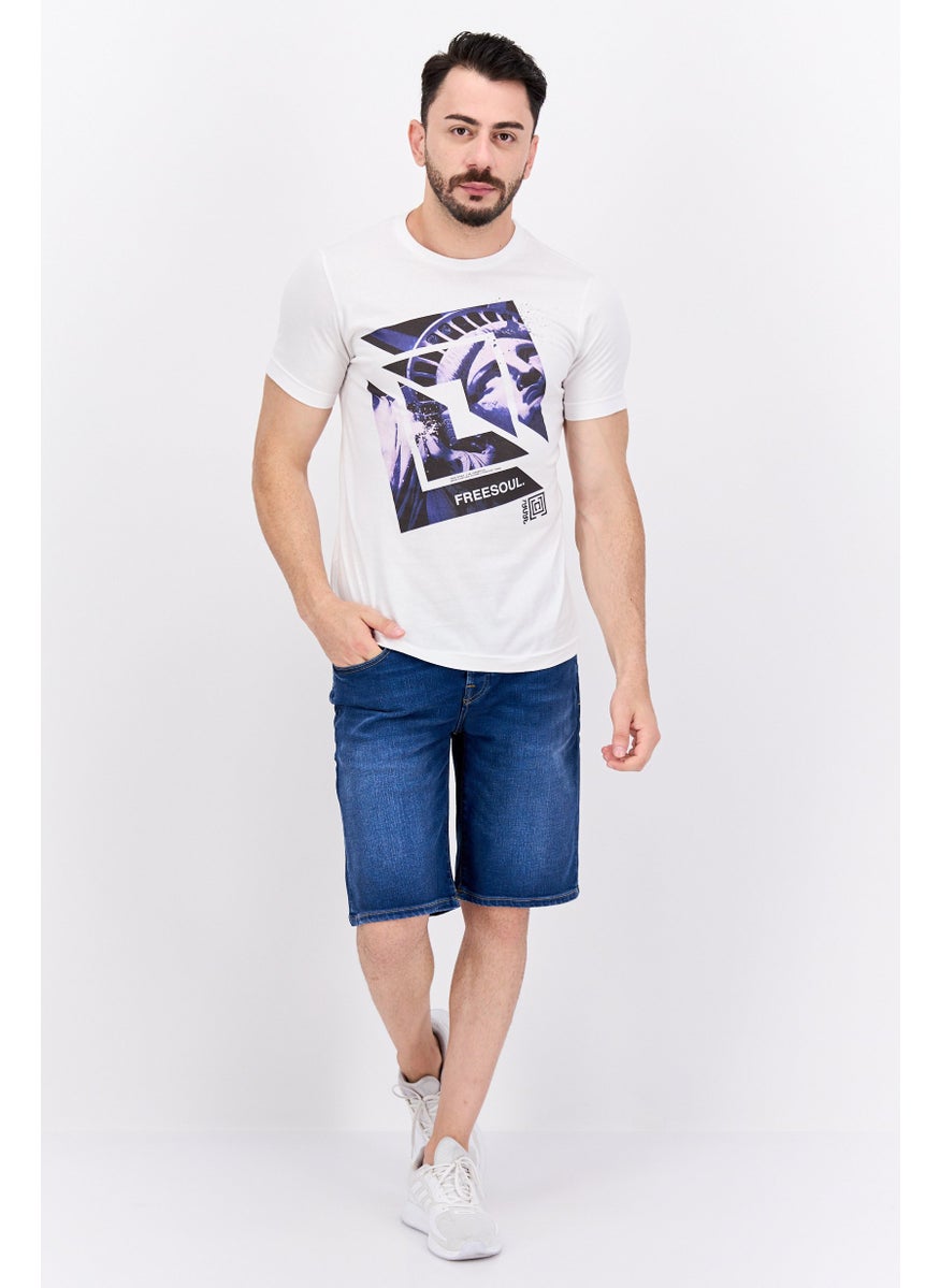 Free Soul - Men Crew Neck Short Sleeve Printed Troon T-Shirts, White - Image 1