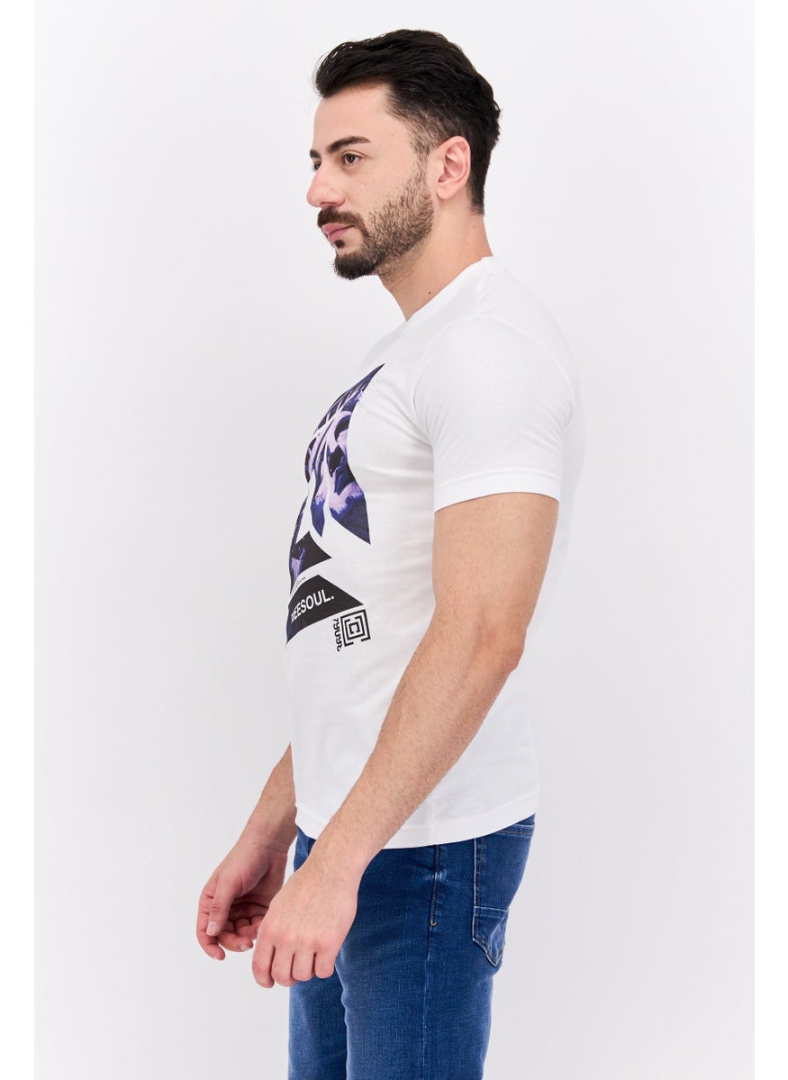 Free Soul - Men Crew Neck Short Sleeve Printed Troon T-Shirts, White - Image 1