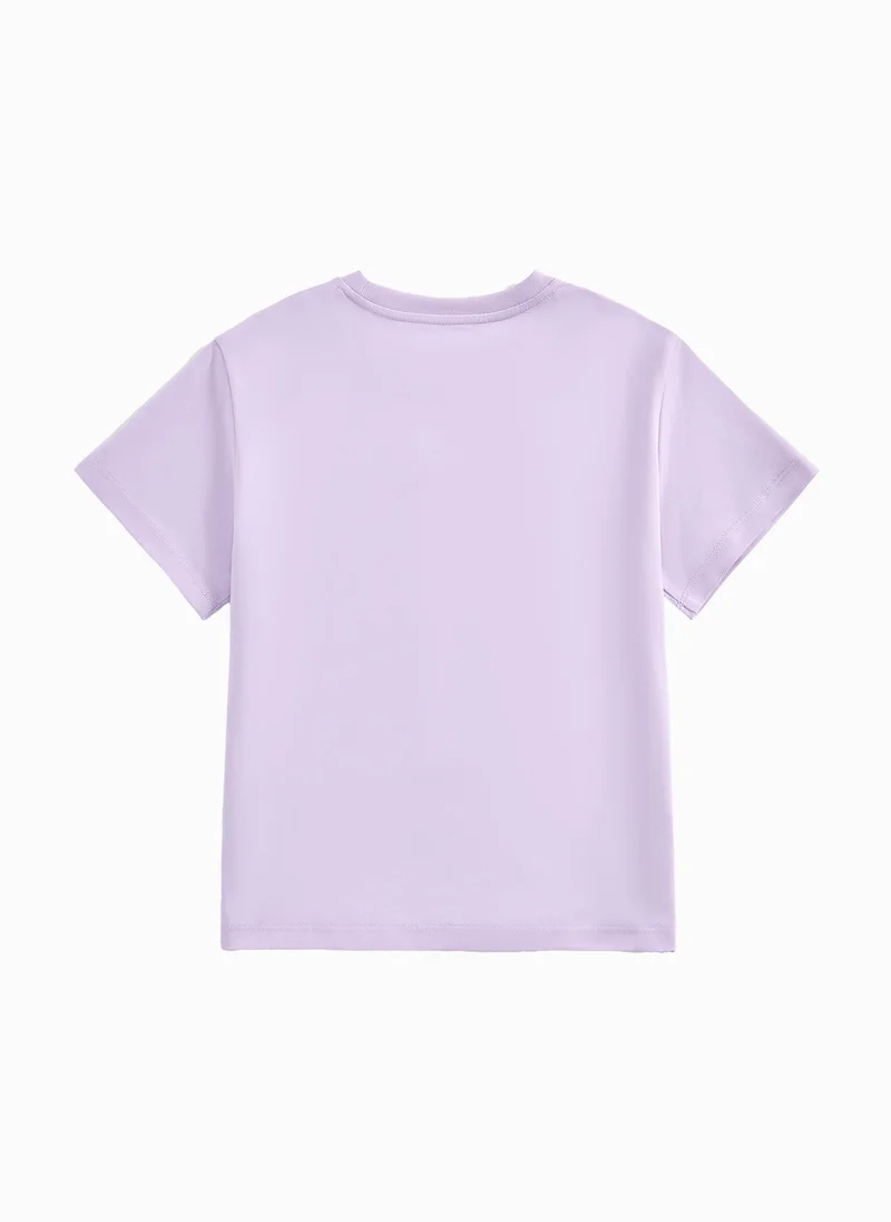 Balabala Kids Girl Round V-Neck Short-Sleeved T-Shirt