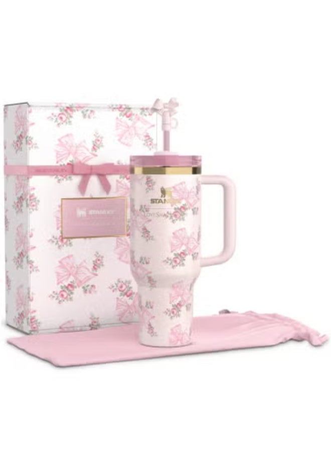 Stanley The X LoveShackFancy Holiday Quencher,Stainless Steel Vacuum Insulated Tumbler with Lid and Straw for Water, Iced Tea or Coffee, Smoothie and More 40 OZ - Image 1