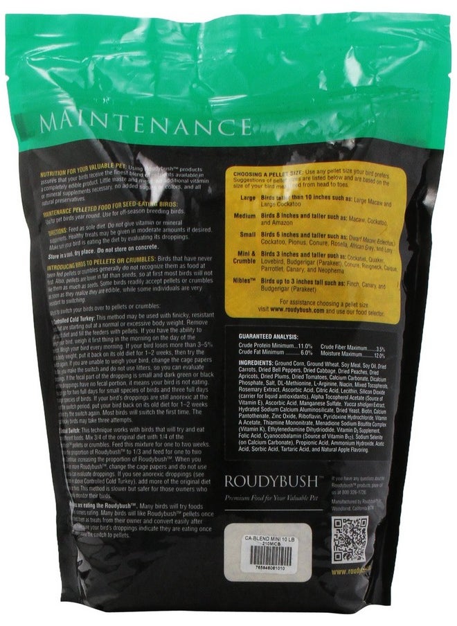 ROUDYBUSH Roudybush California Blend Bird Food, Mini, 10-Pound (210MICB), B113  - Image 2