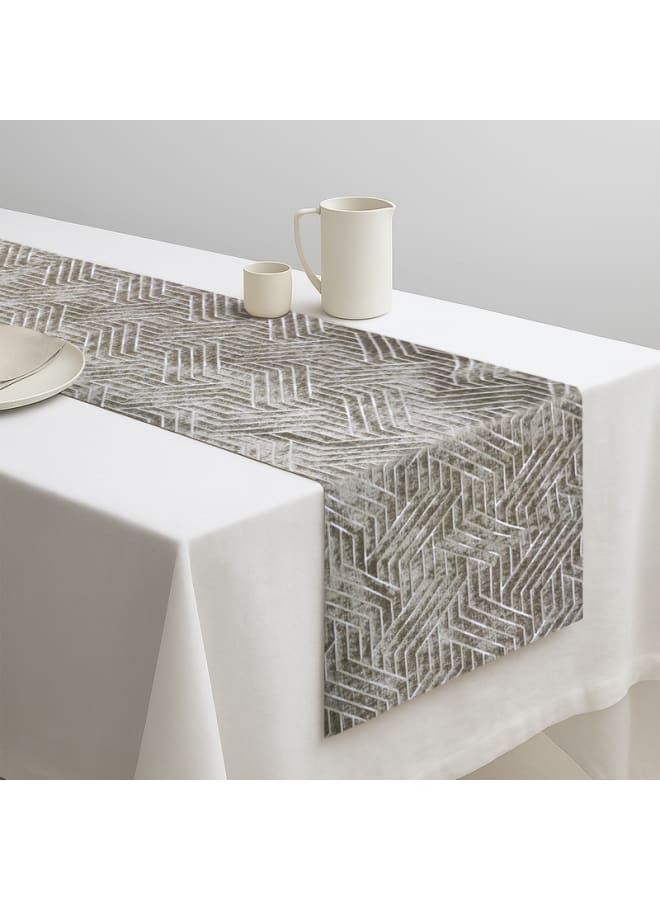 Intex Curtains House Nadia's design velvet linen rectangle Table Runner - heavy duty velvet fabric - suitable for reciption , living rooms and special ocassions - unique geometrical design - set of one piece - Image 2