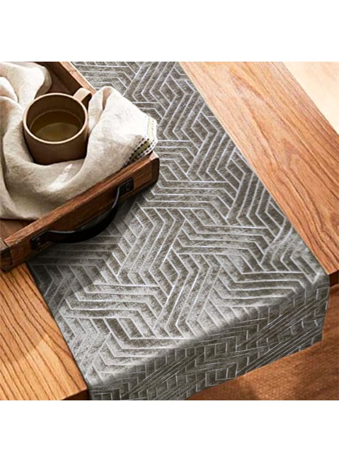 Intex Curtains House Nadia's design velvet linen rectangle Table Runner - heavy duty velvet fabric - suitable for reciption , living rooms and special ocassions - unique geometrical design - set of one piece - Image 3