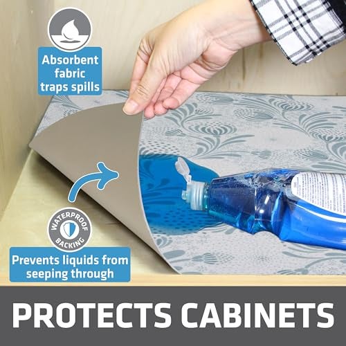 Drymate Premium XL Under Sink Mat, Waterproof Cabinet Protection Mats for Kitchen & Bathroom, Absorbent Shelf Liners, Slip-Resistant, Non-Adhesive, Machine Washable (USA Made)(24”x59”)(Light Blue) - Image 2