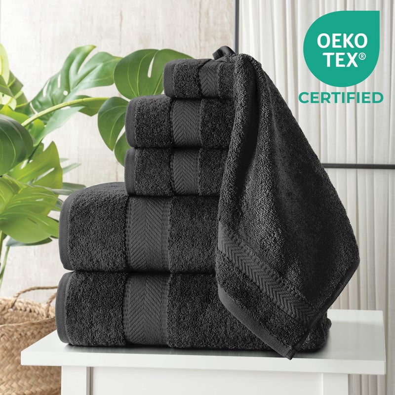 TEXTILOM 100% Turkish Cotton 6 Pcs Luxury Bath Towel Set, Soft & Absorbent Towels for Bathroom (2 Bath Towels, 2 Hand Towel, 2 Washcloths) - Aqua - Image 2