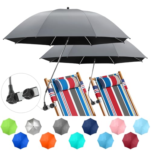 NBtoUS 2 PACK Chair Umbrella with Clamp 360 Adjustable UPF50 Sunshade for Beach Chair Patio Chair Camping Chair Golf CartsGrey Chair Not Included - Image 1